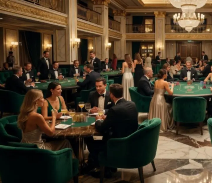 Elegáns kaszinó esemény esti fényekkel a Casamira Hubban
