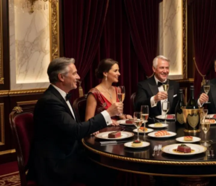 Privát kaszinó rendezvény elegáns lounge térrel és vendégekkel